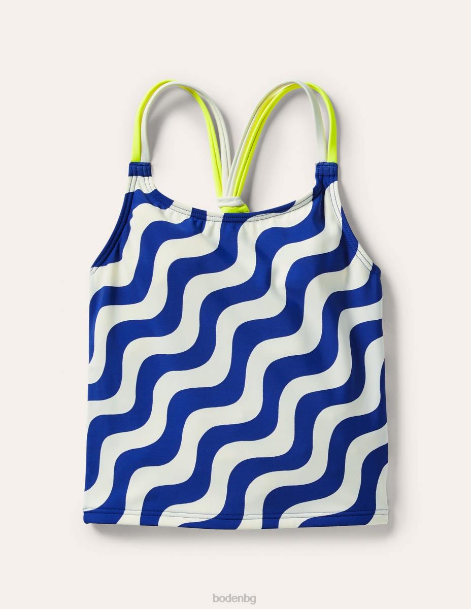 облекло Boden шарено горнище на танкини слонова кост/синя вълна момичета LL683083