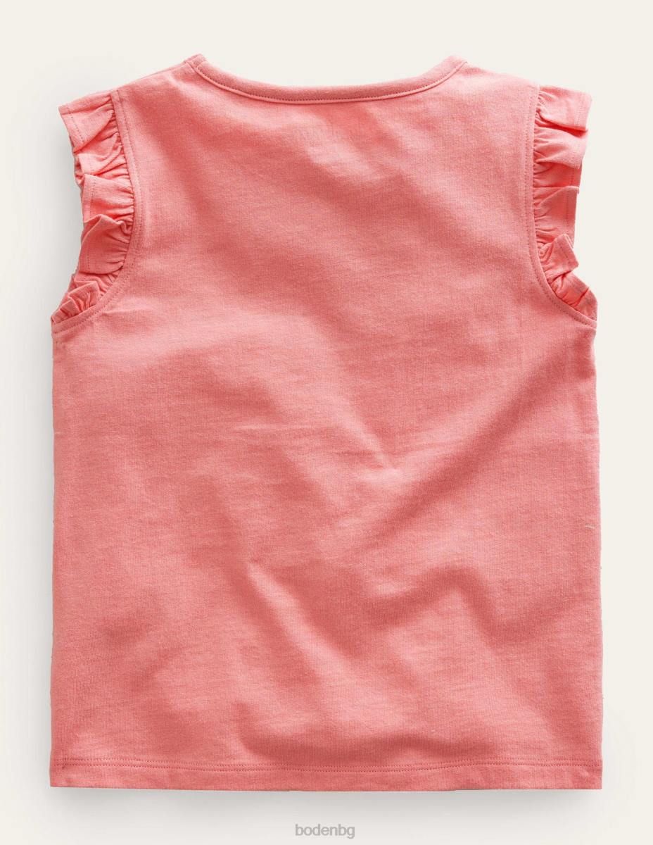 облекло Boden бродирана горна част прасковено сорбе фламинго момичета LL683084