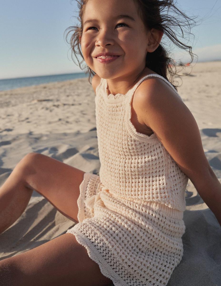 облекло Boden имитация на плетене на една кука дорсет крем момичета LL683085