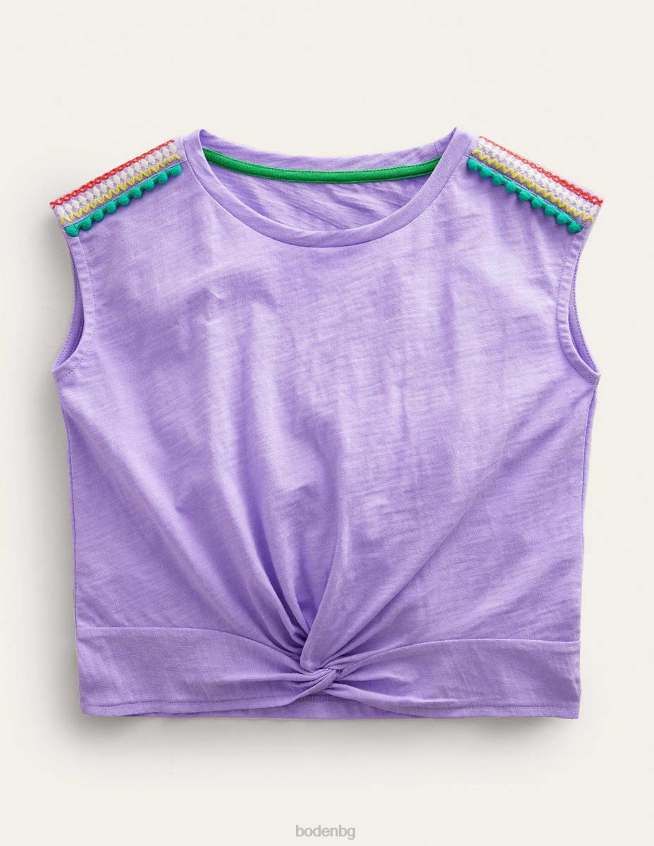 облекло Boden събрана предна тениска красиво лавандулово лилаво момичета LL683092