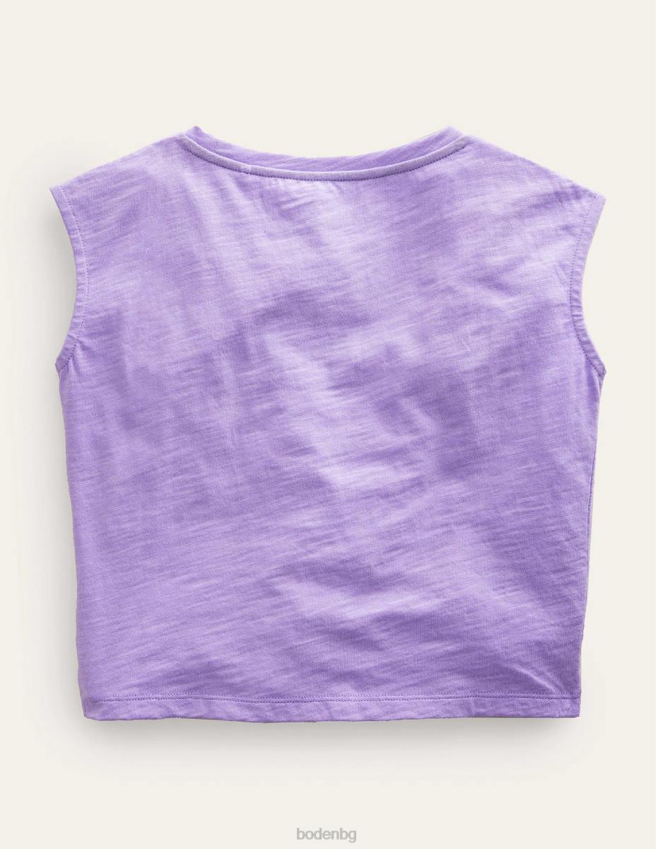облекло Boden събрана предна тениска красиво лавандулово лилаво момичета LL683092