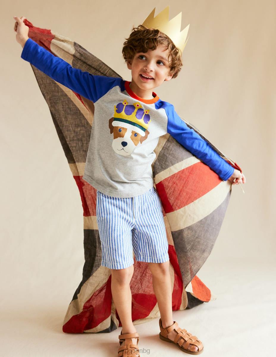 облекло Boden коронационна тениска син/сив мергел момичета LL683098