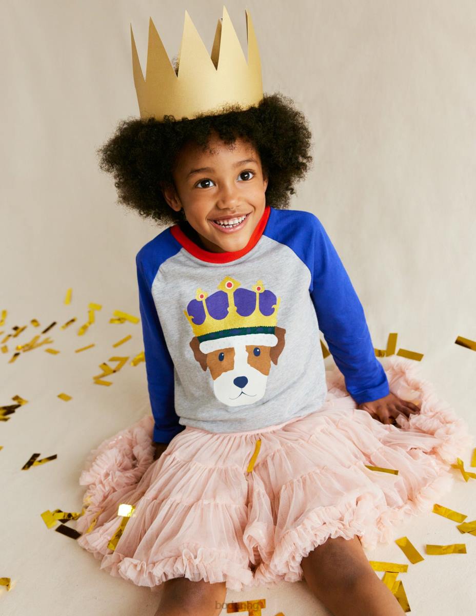 облекло Boden коронационна тениска син/сив мергел момичета LL683098