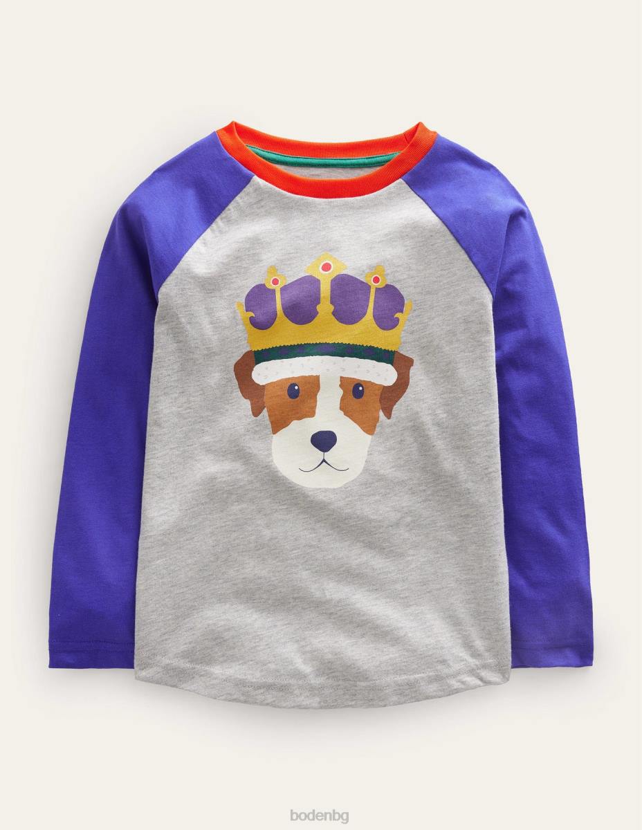 облекло Boden коронационна тениска син/сив мергел момичета LL683098