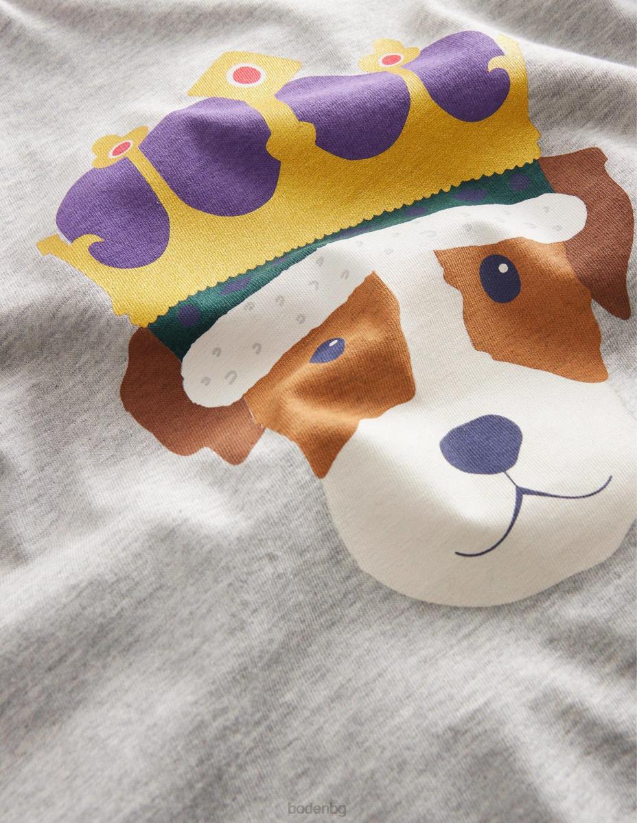 облекло Boden коронационна тениска син/сив мергел момичета LL683098