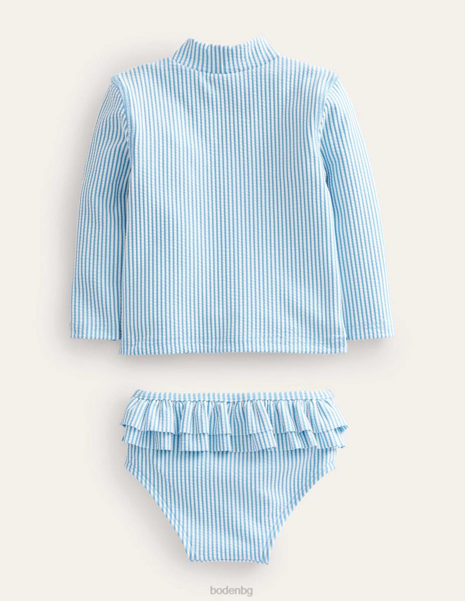 облекло Boden комплект жилетка с накъдрен обрив дъска за сърф синьо и райе в цвят слонова кост момичета LL683113