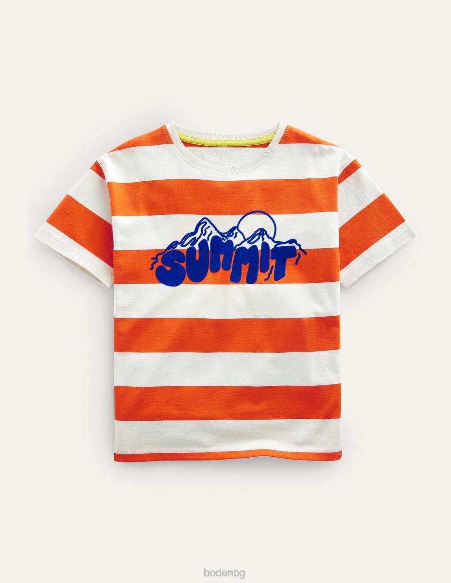 облекло Boden тениска с надпис връх мандарина/ванилия момичета LL683127