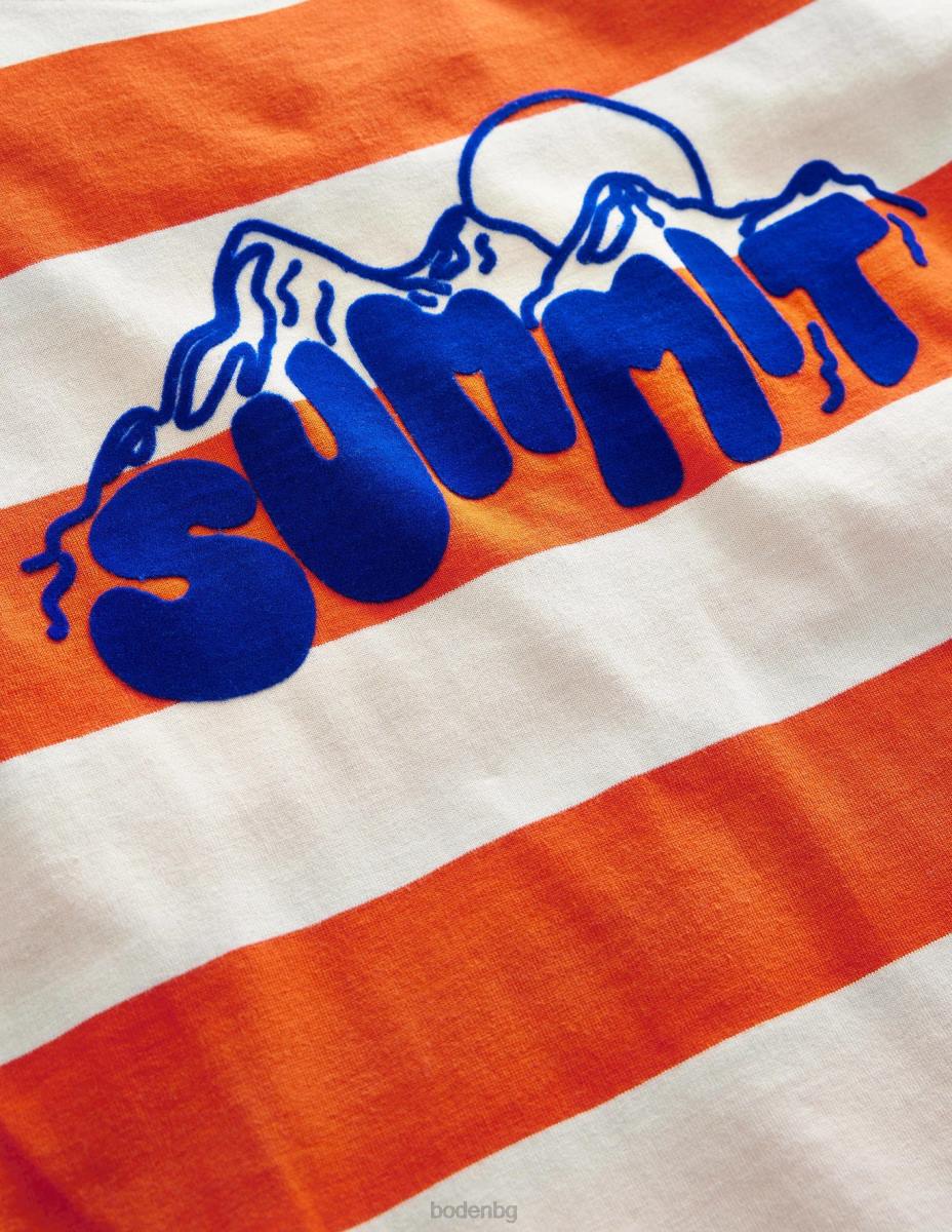 облекло Boden тениска с надпис връх мандарина/ванилия момичета LL683127