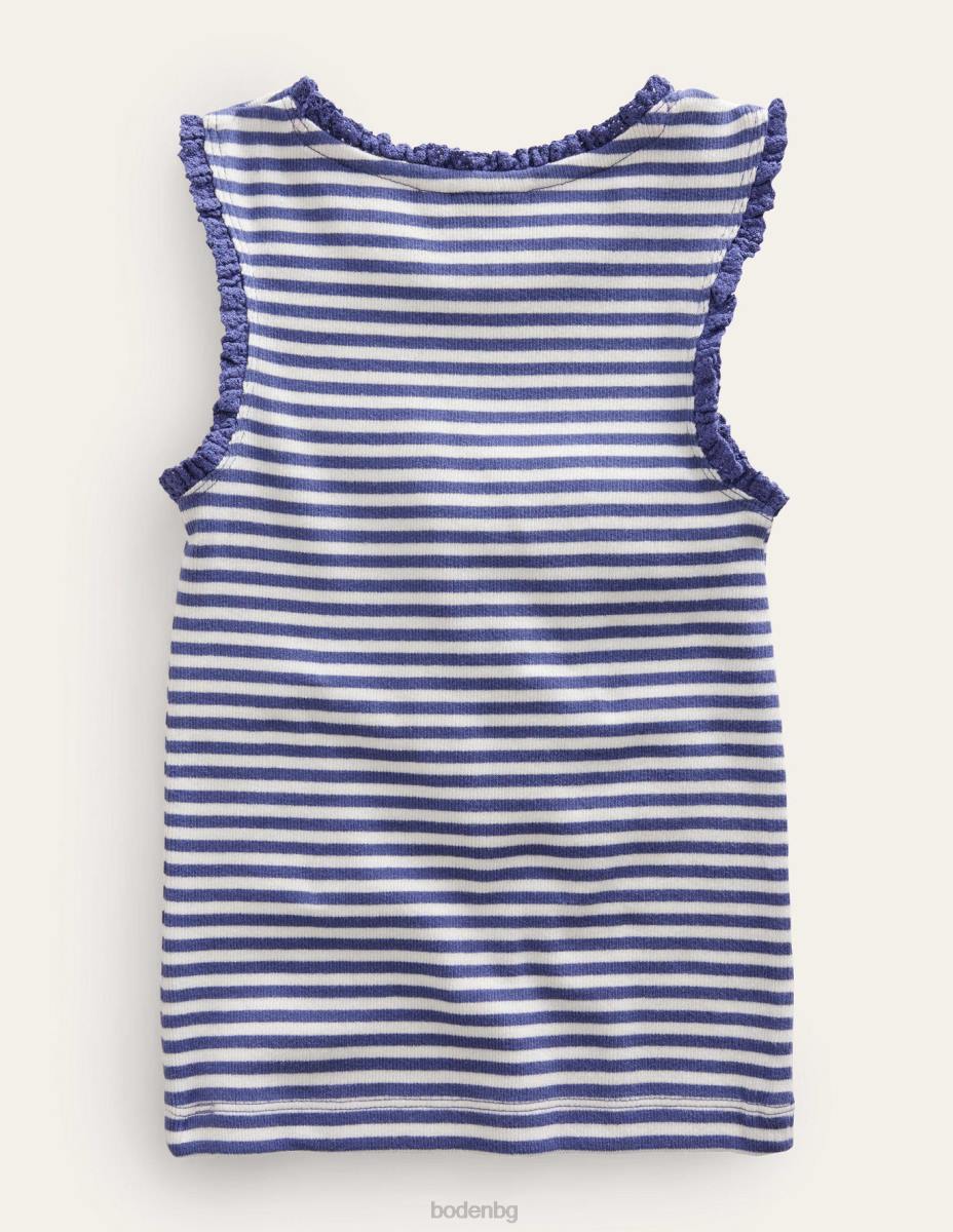 облекло Boden жилетка от трико слонова кост/десен борд синьо момичета LL683142