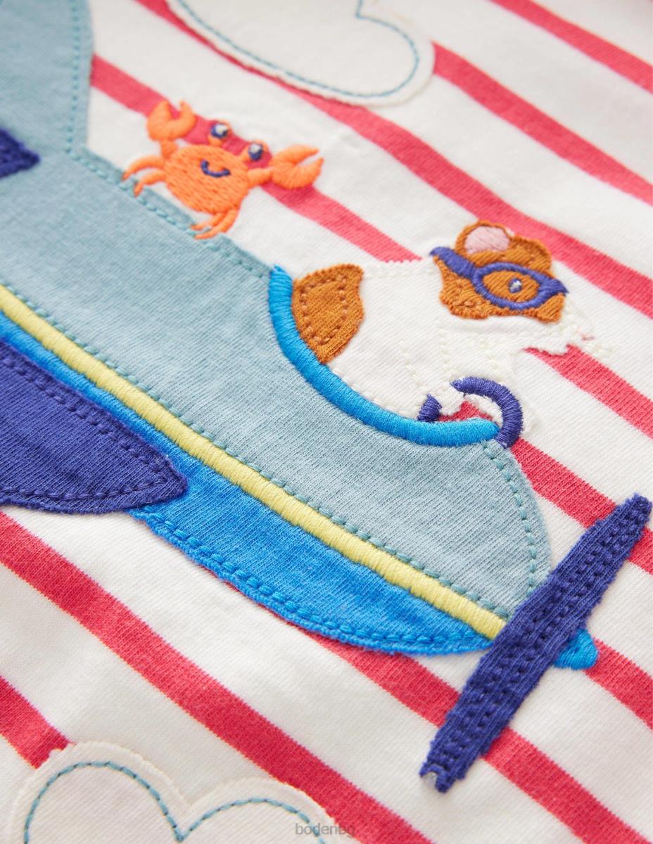 облекло Boden тениска с животни с апликации слонова кост/сладко морско свинче момичета LL683151