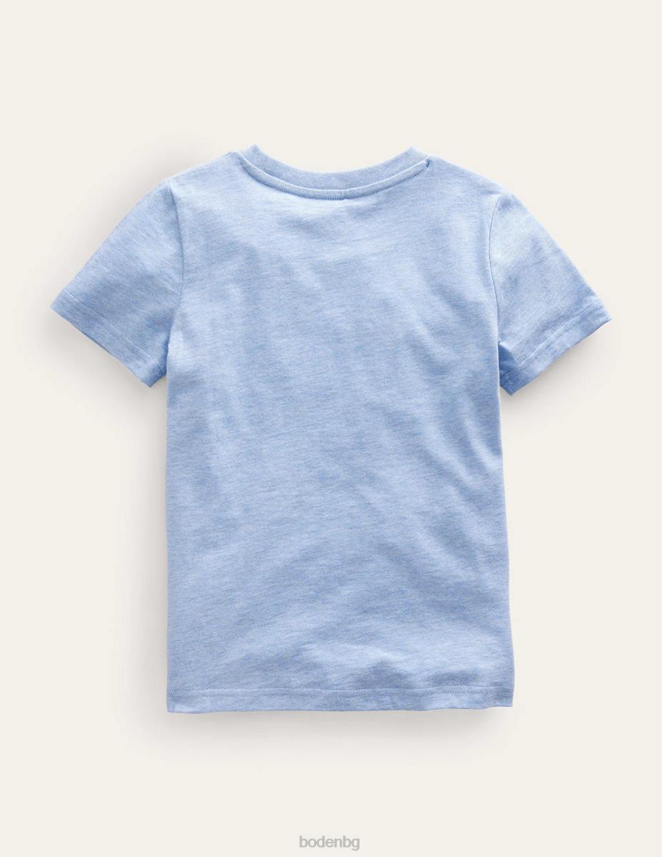 облекло Boden нова тениска син мергел плод момичета LL683165