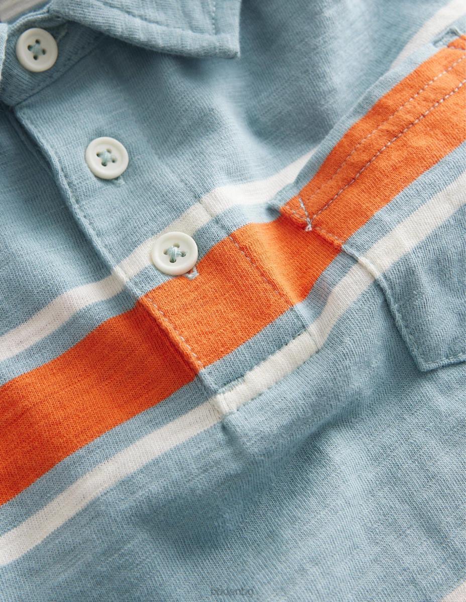 облекло Boden шарено поло от трико турмалиново синьо/огнено оранжево момичета LL683167