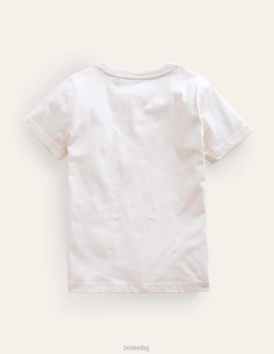 облекло Boden памучна тениска с графичен принт шушулка ванилия котки момичета LL683168