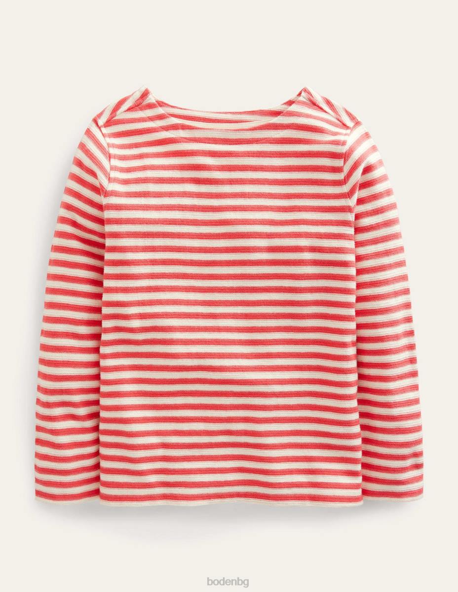 облекло Boden текстура бретон кумкуат оранжево/бяло момичета LL683170