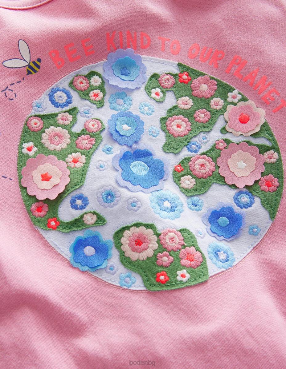 облекло Boden пърхаща горна част формика розова планета момичета LL683182