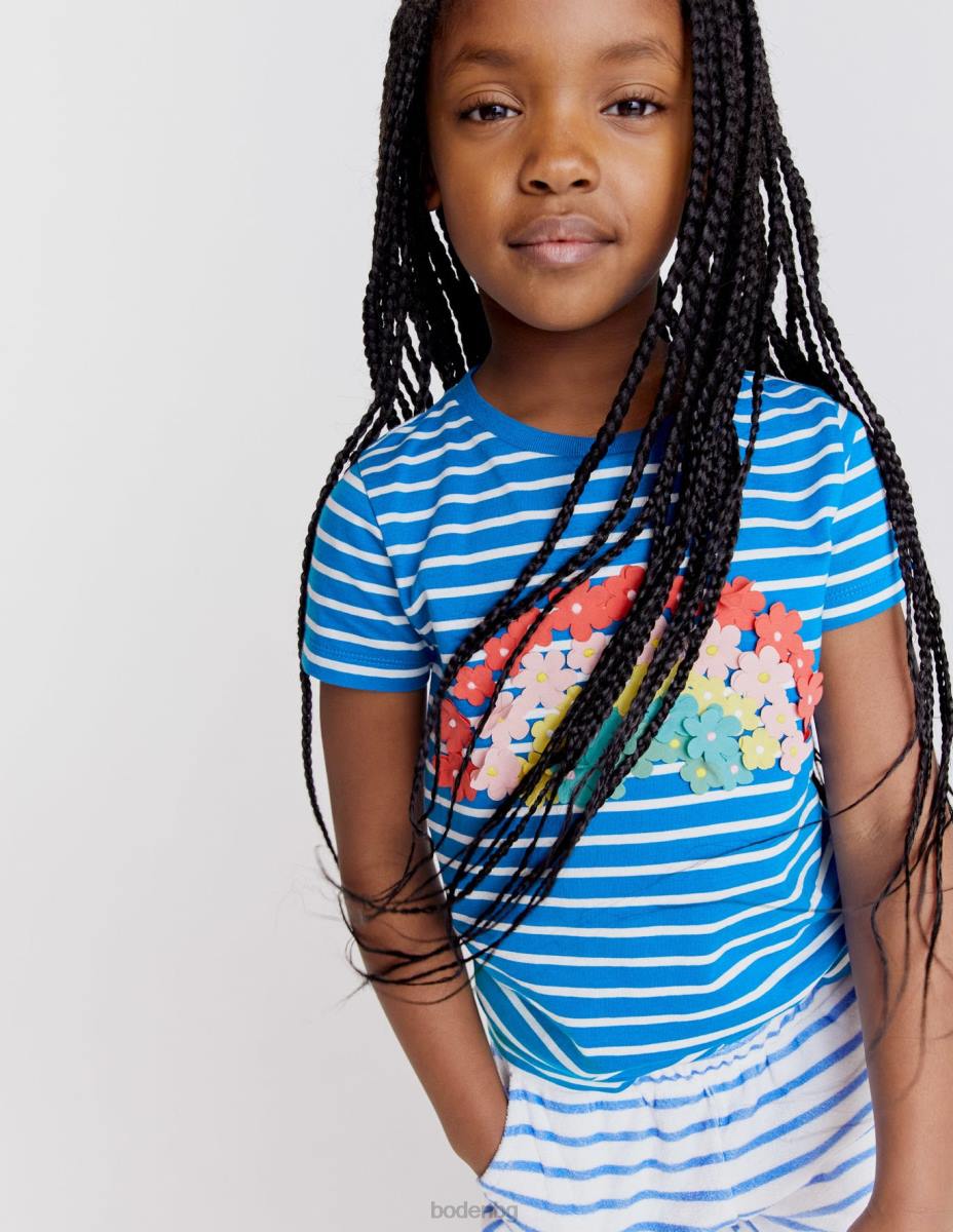 облекло Boden флатер тениска ярка марина/слонова кост момичета LL683194