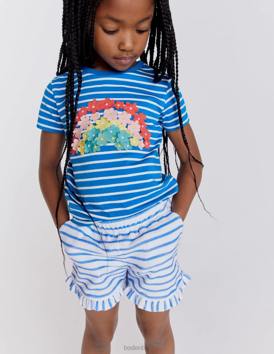 облекло Boden флатер тениска ярка марина/слонова кост момичета LL683194