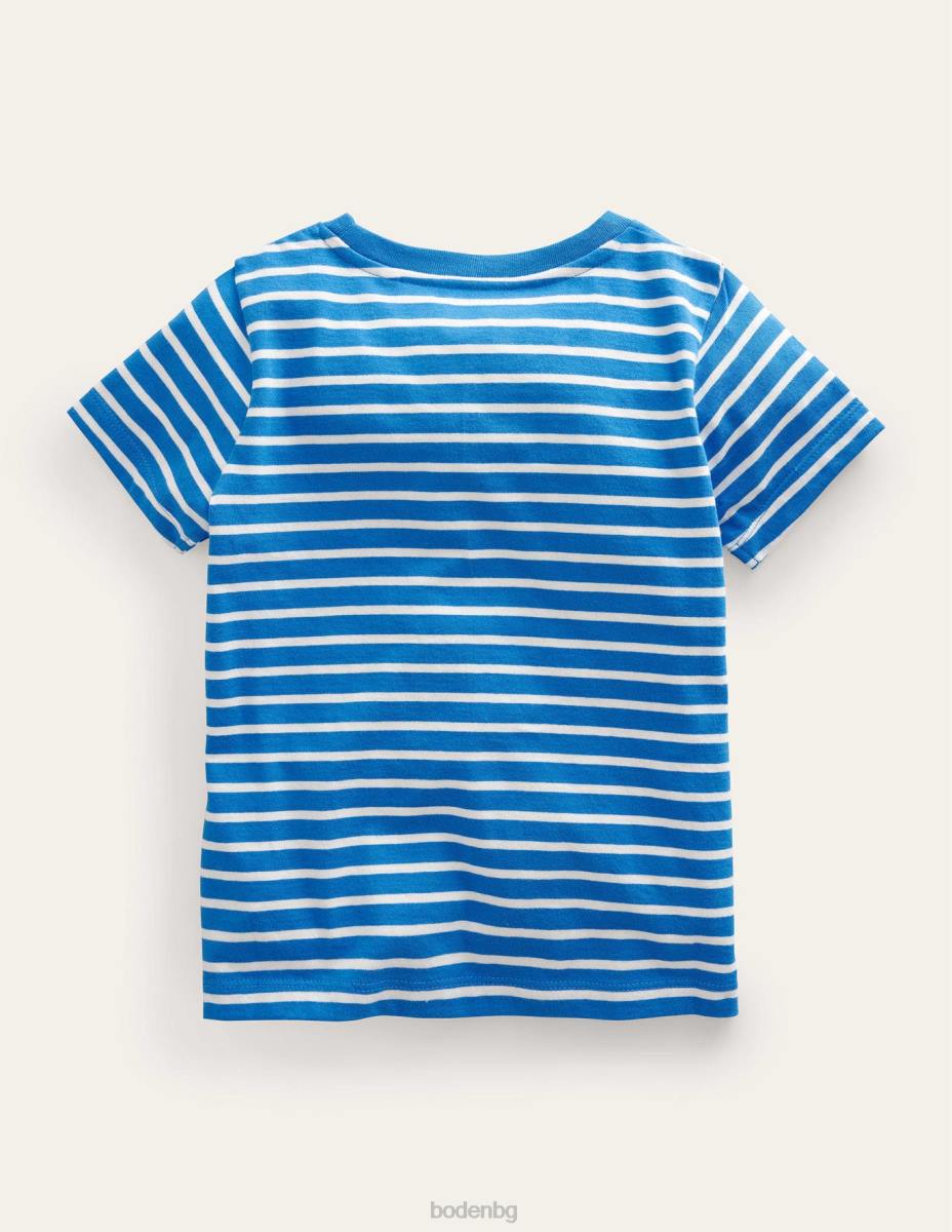 облекло Boden флатер тениска ярка марина/слонова кост момичета LL683194