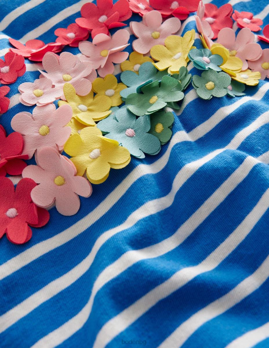 облекло Boden флатер тениска ярка марина/слонова кост момичета LL683194