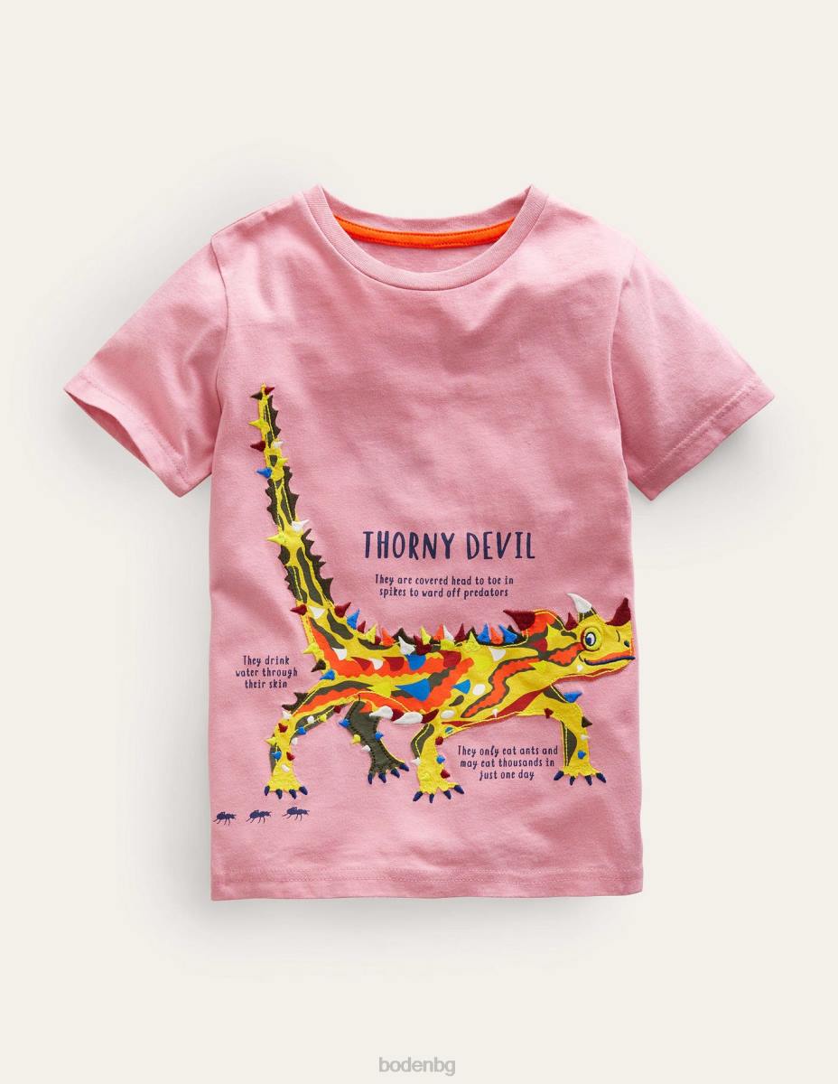 облекло Boden тениска с факти за животните формика розов бодлив дявол момичета LL683196