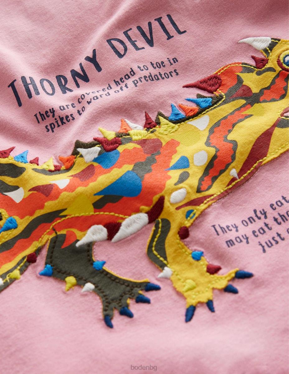 облекло Boden тениска с факти за животните формика розов бодлив дявол момичета LL683196