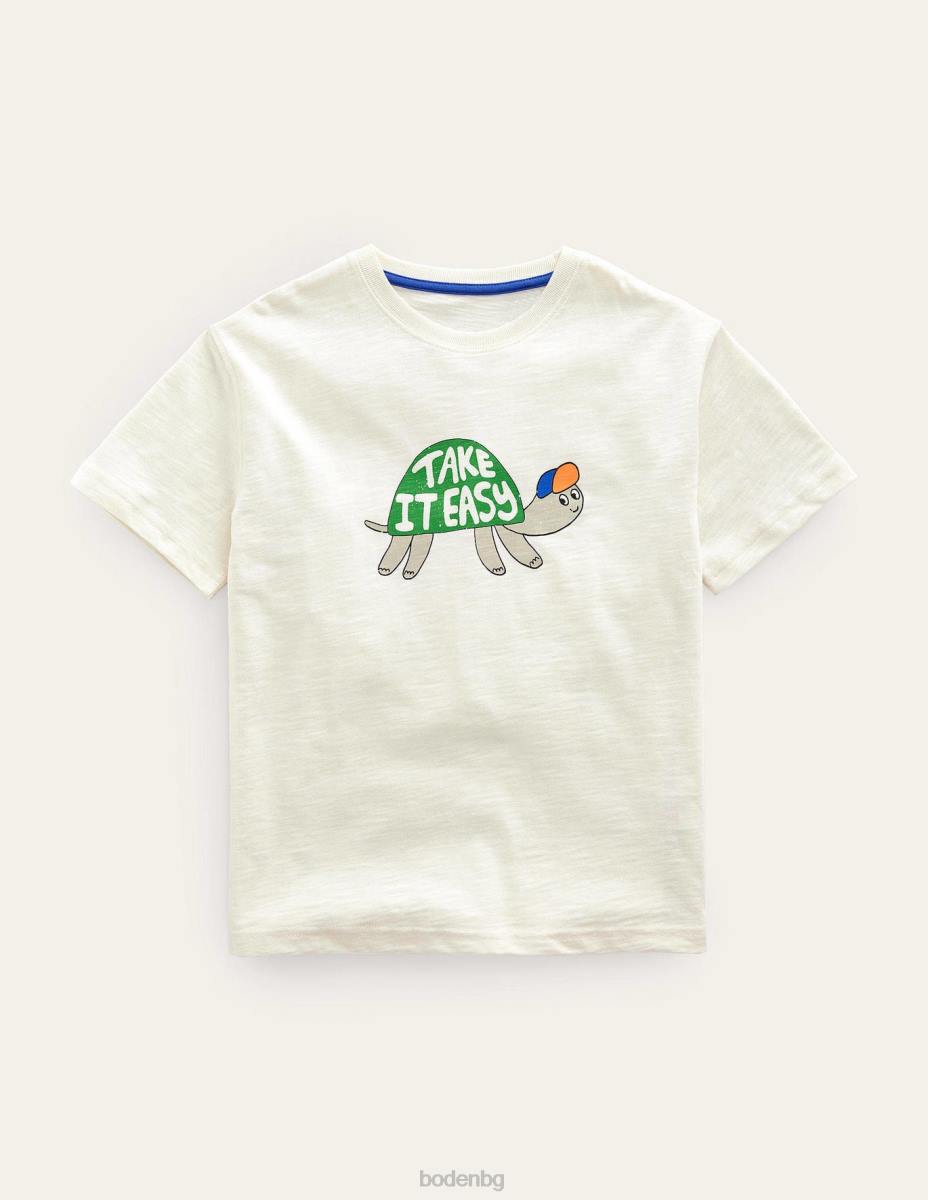 облекло Boden тениска с хумор с принт костенурка с ванилова шушулка момичета LL683202