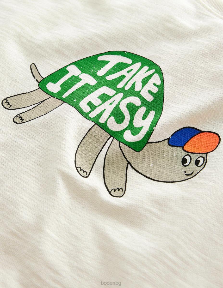 облекло Boden тениска с хумор с принт костенурка с ванилова шушулка момичета LL683202