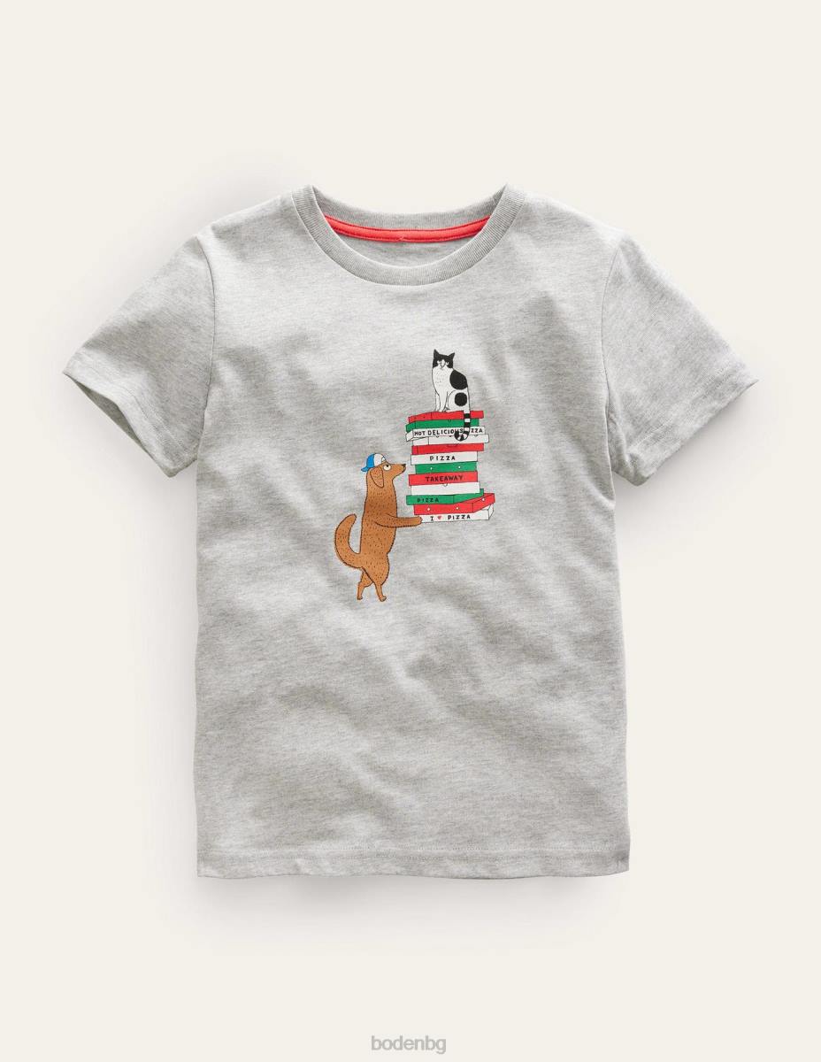 облекло Boden нова тениска сиво мергелно куче момичета LL683211