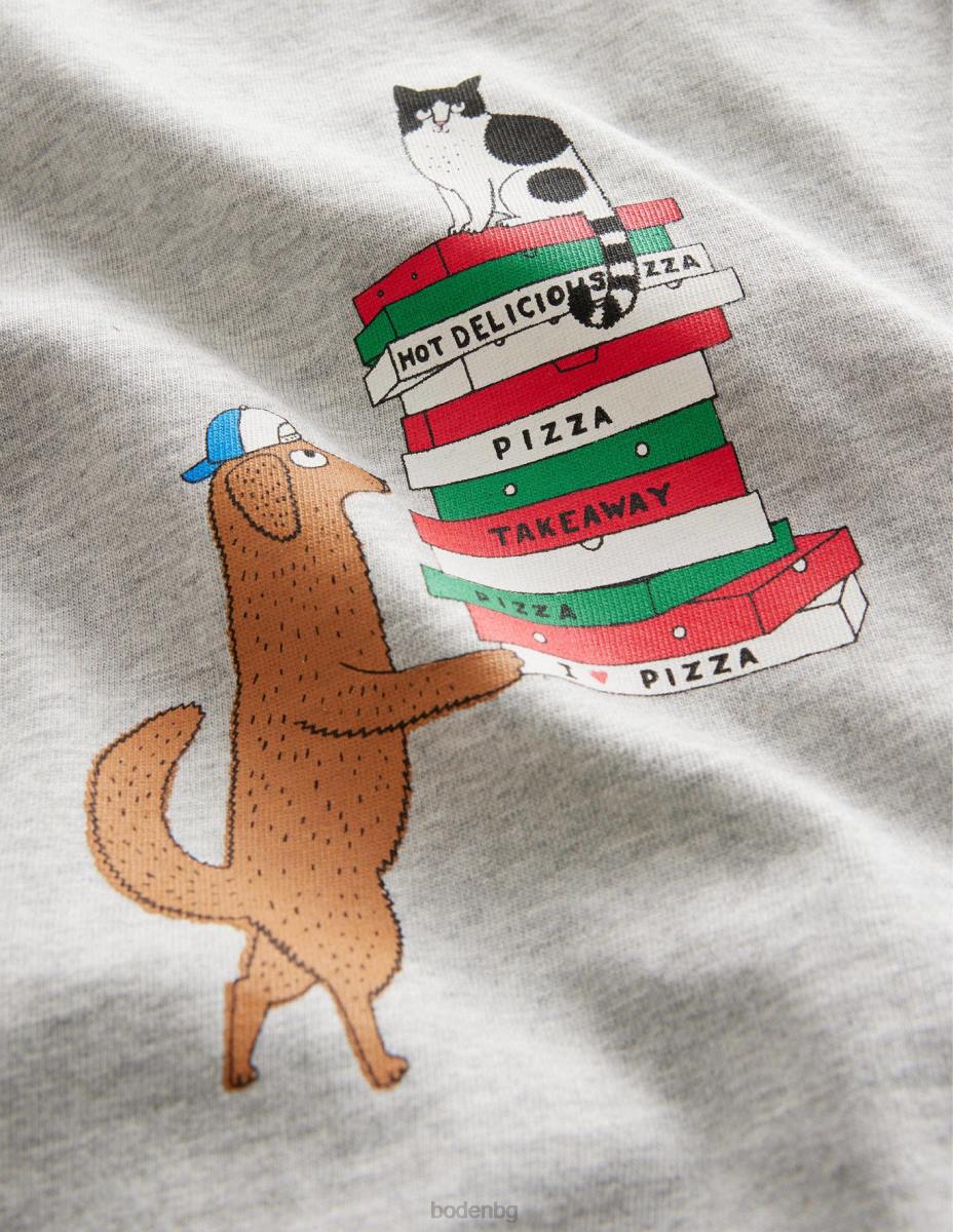 облекло Boden нова тениска сиво мергелно куче момичета LL683211