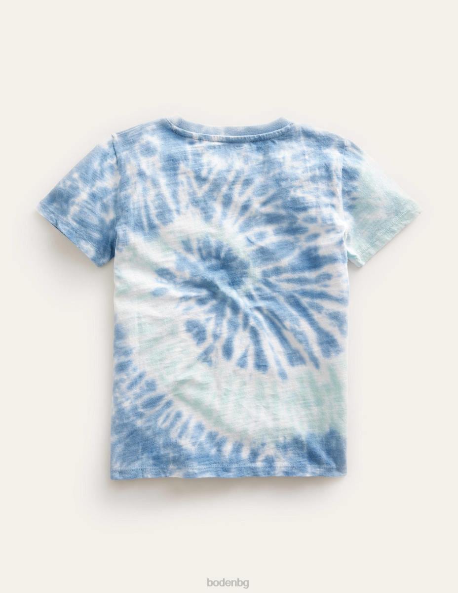 облекло Boden изпрана тениска с щампа синя боя за вратовръзка момичета LL683213