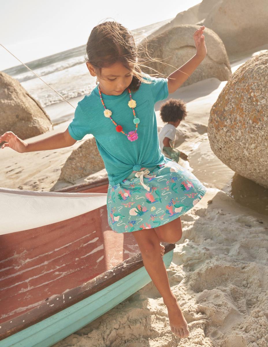 облекло Boden изпрана тениска персийско зелено момичета LL683261