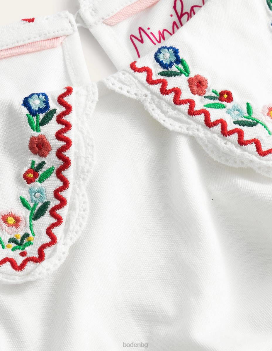 облекло Boden горнище от трико с яка слонова кост момичета LL683276