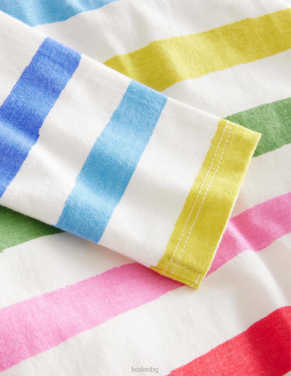 облекло Boden ежедневен бретон живописна дъгова ивица момичета LL68756