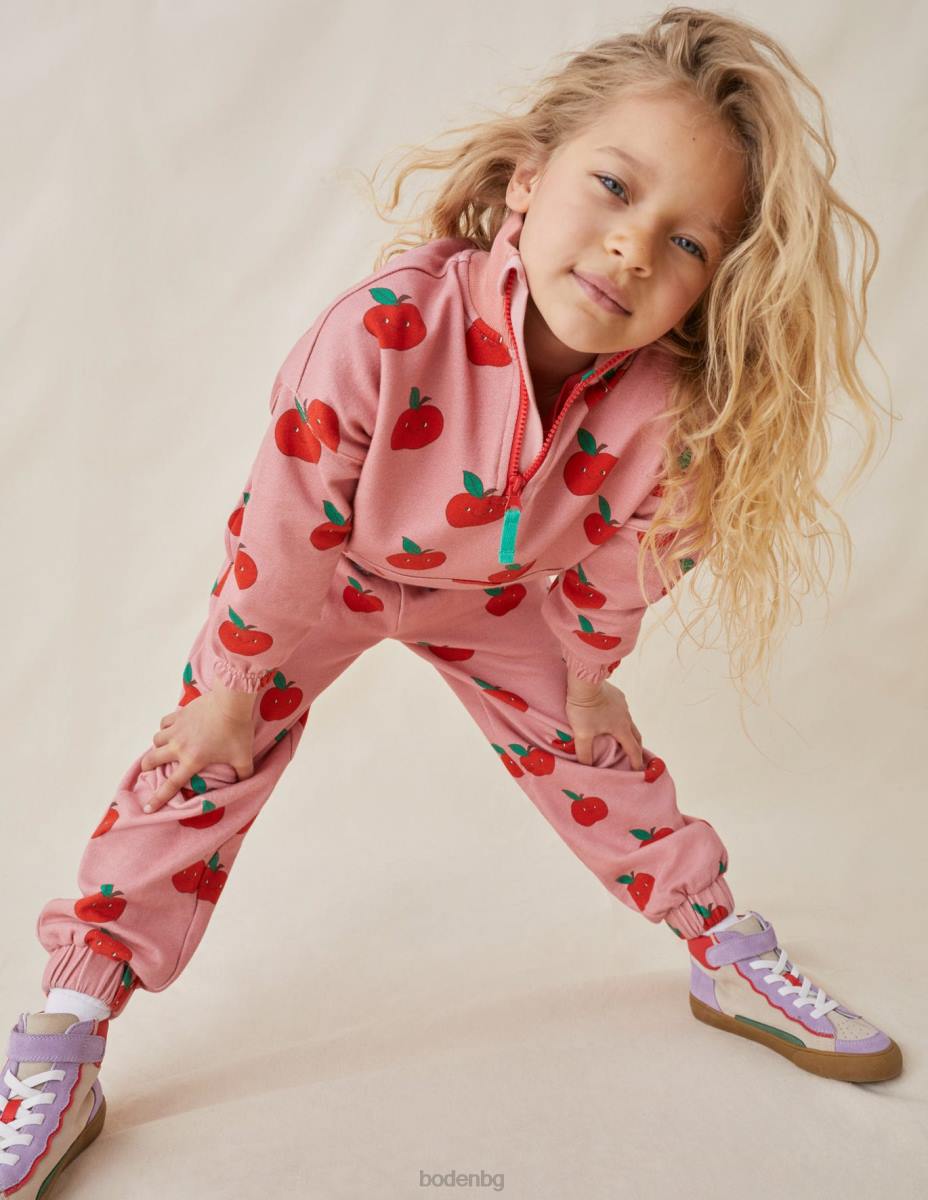 облекло Boden щампа с половин цип бадемови розови ябълки момичета LL68758