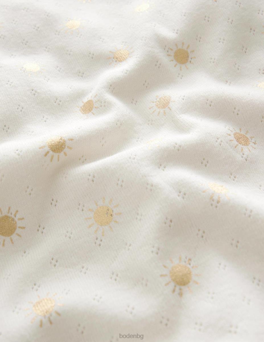 облекло Boden топ с къси ръкави слонова кост/златни слънца момичета LL68763