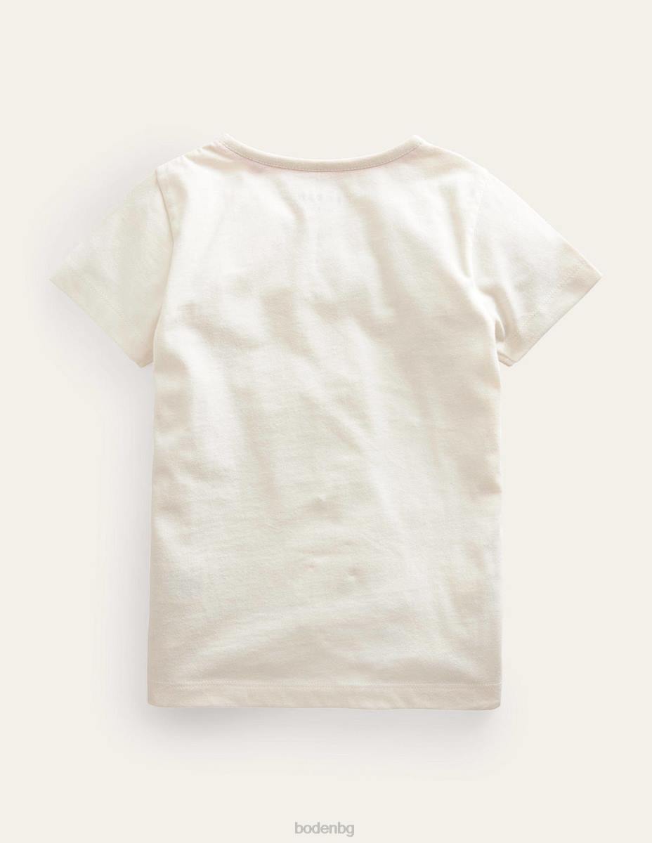 облекло Boden тениска с леопардово лого шушулка ванилия леопард момичета LL68765