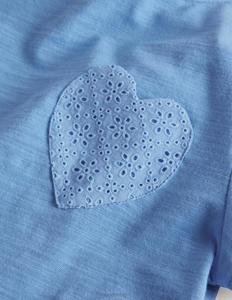 облекло Boden тениска broderie с джоб изглед синьо момичета LL683152