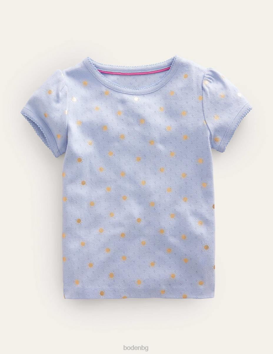 облекло Boden топ с къси ръкави brunnera сини/златни слънца момичета LL68770