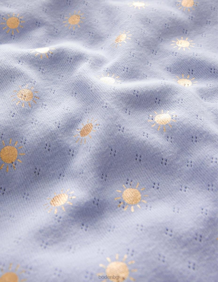 облекло Boden топ с къси ръкави brunnera сини/златни слънца момичета LL68770