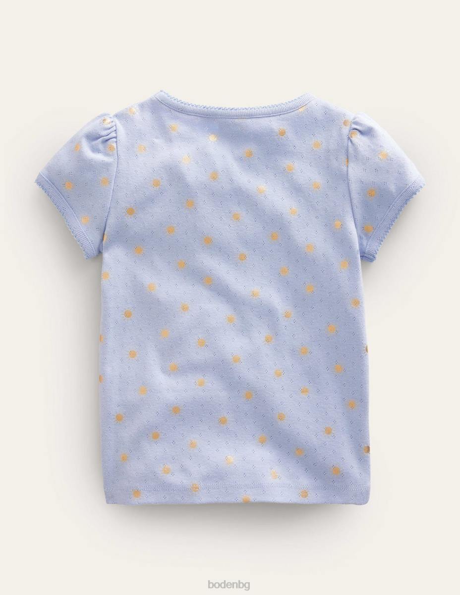 облекло Boden топ с къси ръкави brunnera сини/златни слънца момичета LL68770