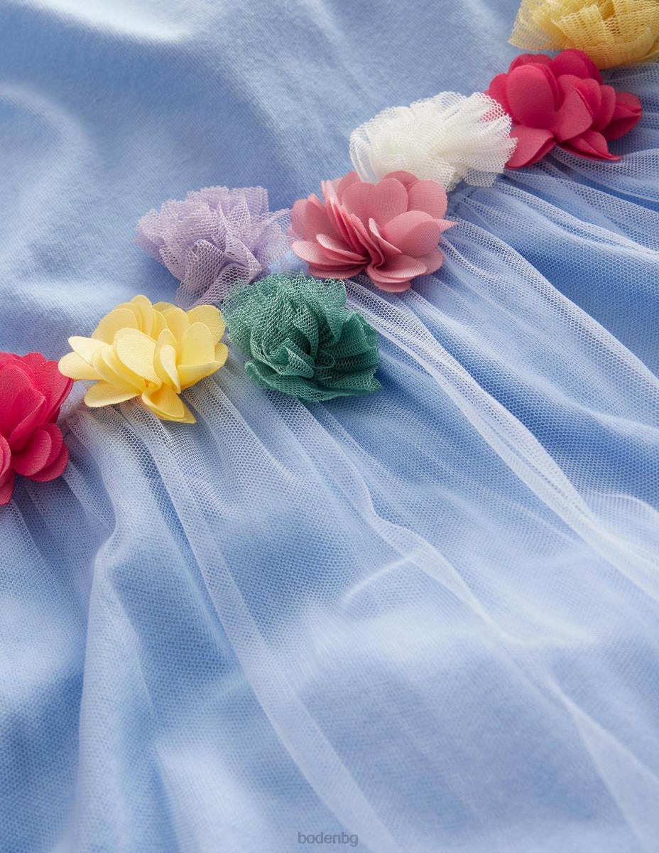 облекло Boden тениска с апликации от тюл brunnera blue момичета LL682879