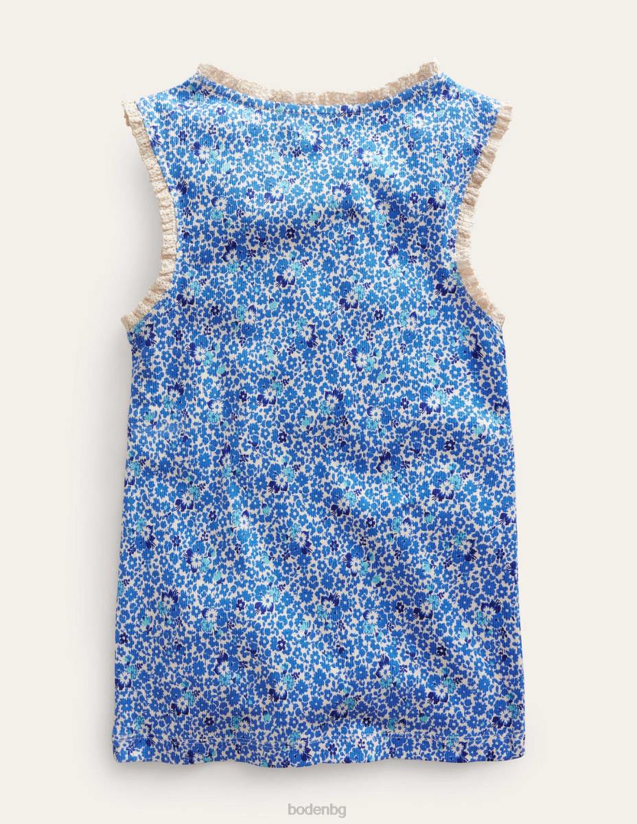 облекло Boden жилетка от трико cabana blue floral момичета LL683086