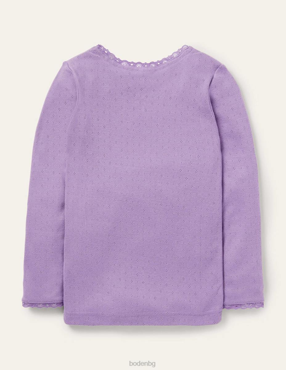 облекло Boden супер мека тениска pointelle астра лилаво момичета LL683154