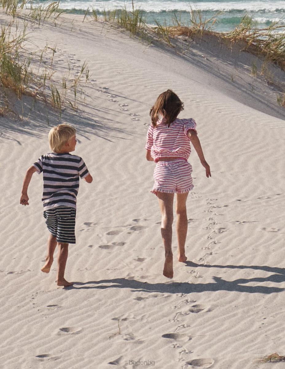 облекло Boden тениска на whale club екрю мергел/син кит момичета LL683096