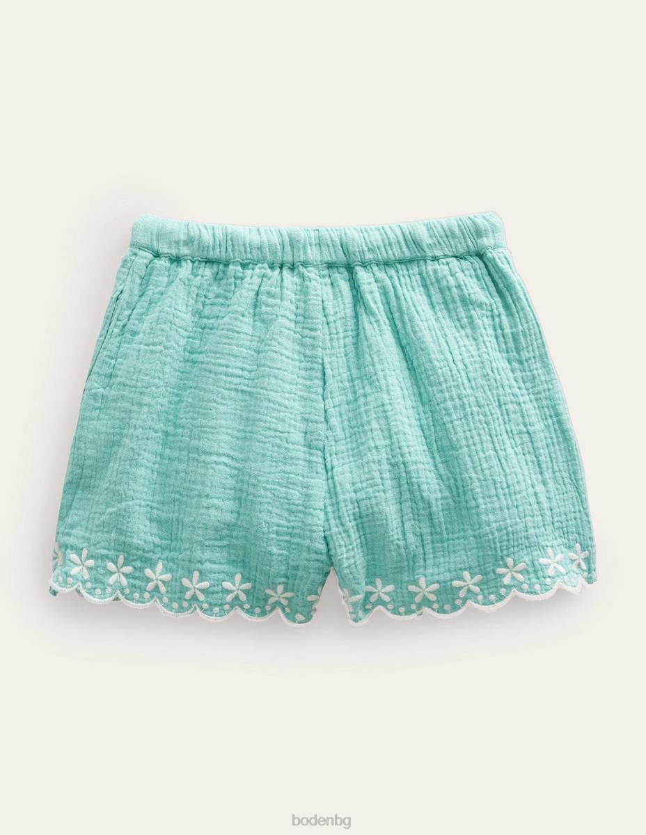 облекло Boden бродирани къси панталони аква море момичета LL682633