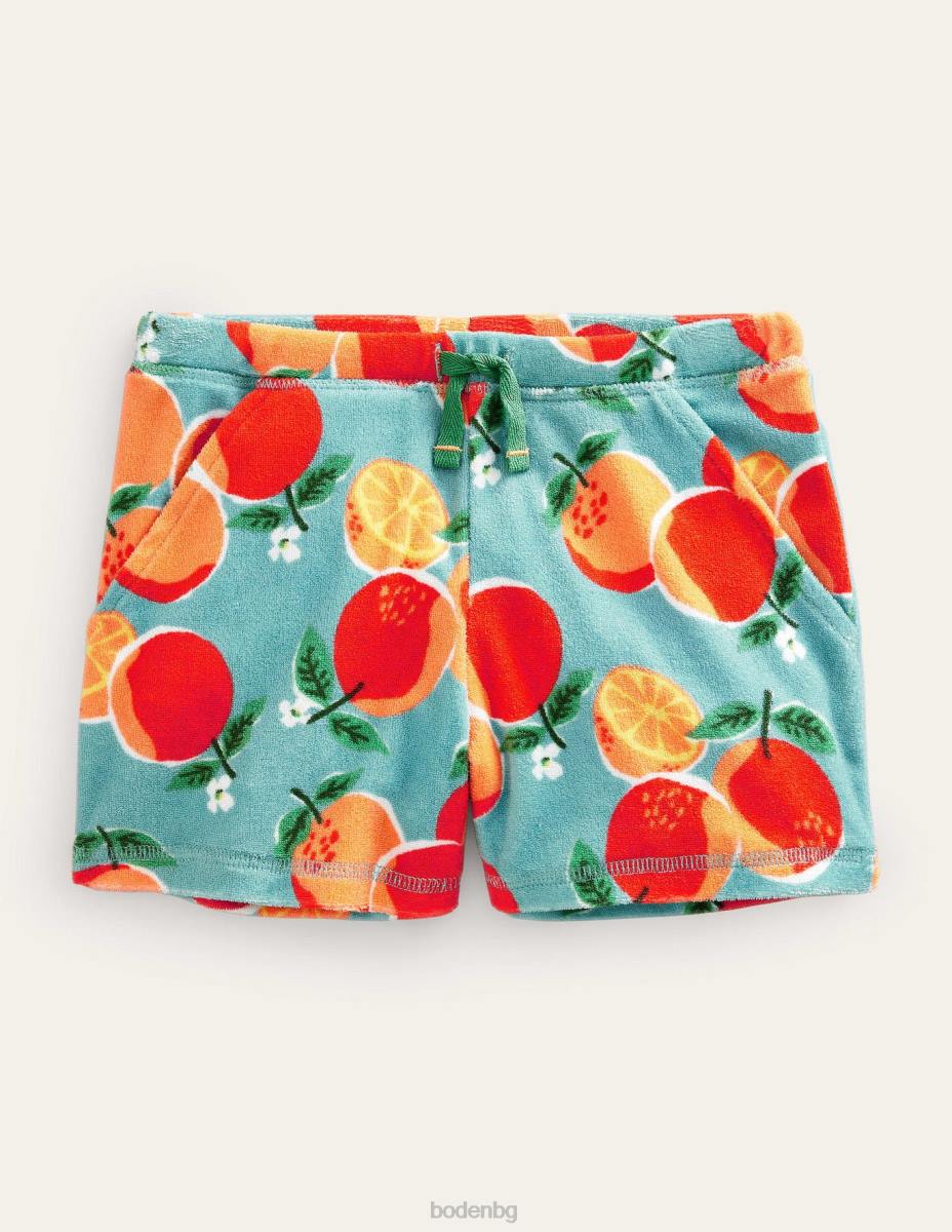 облекло Boden хавлиени шорти с щампи аква сини портокали момичета LL682636
