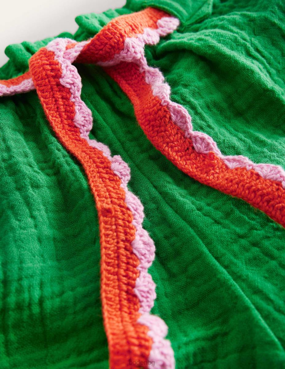 облекло Boden плетени шорти на една кука училище зелено момичета LL682647