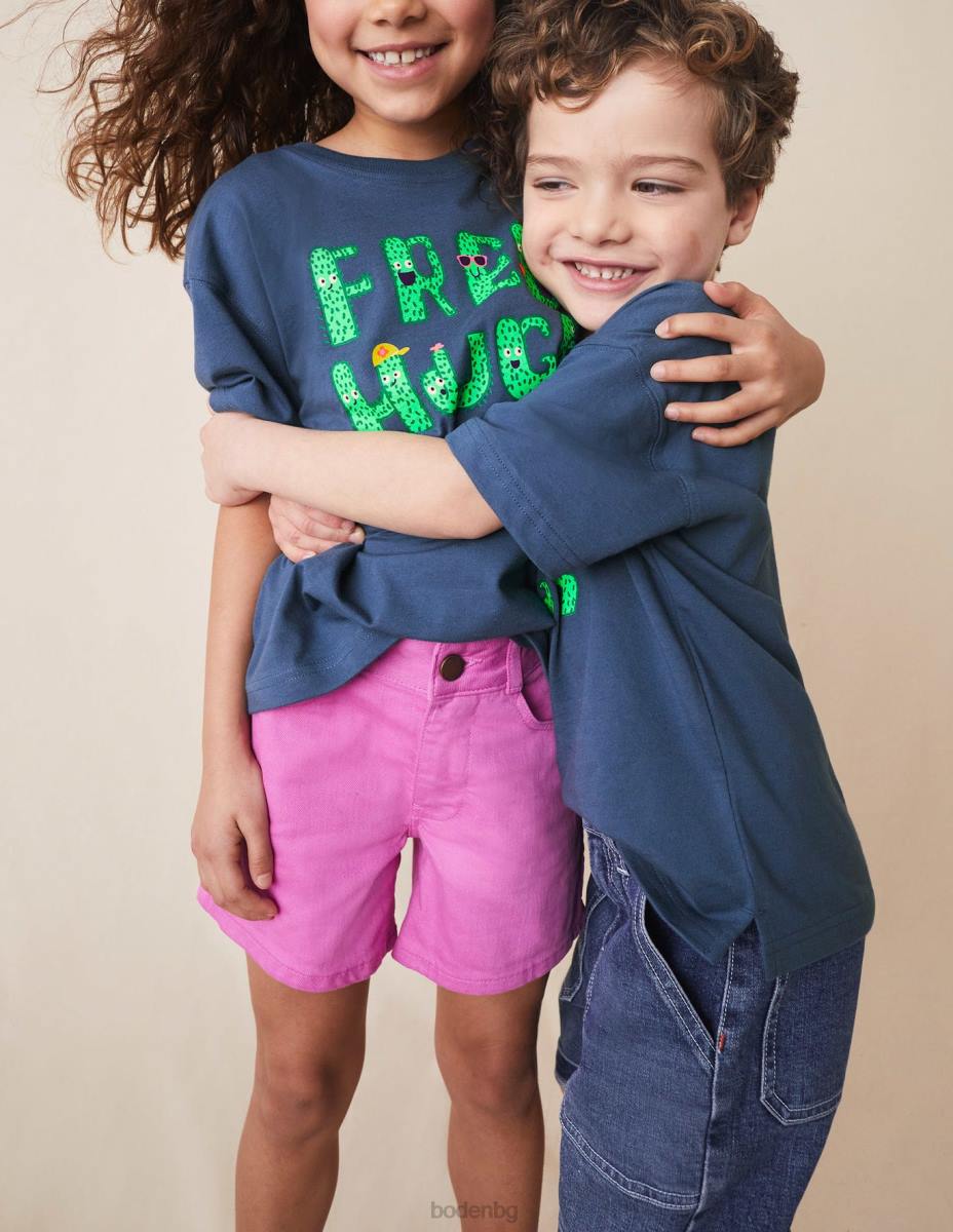 облекло Boden дънкови шорти с висока талия гъделичкано розово момичета LL682699