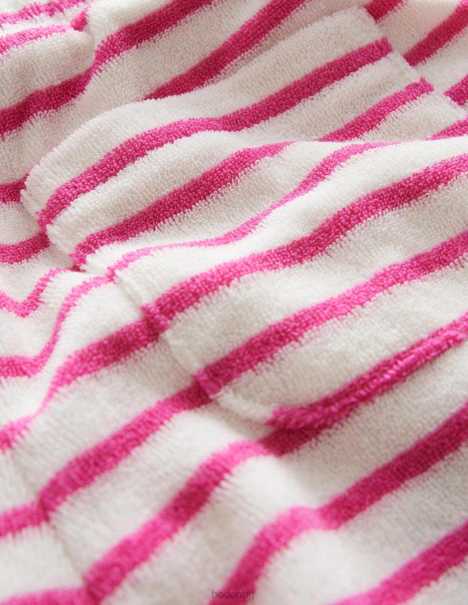 облекло Boden хавлиени шорти с волани гъделичкано розово/слонова кост момичета LL682969