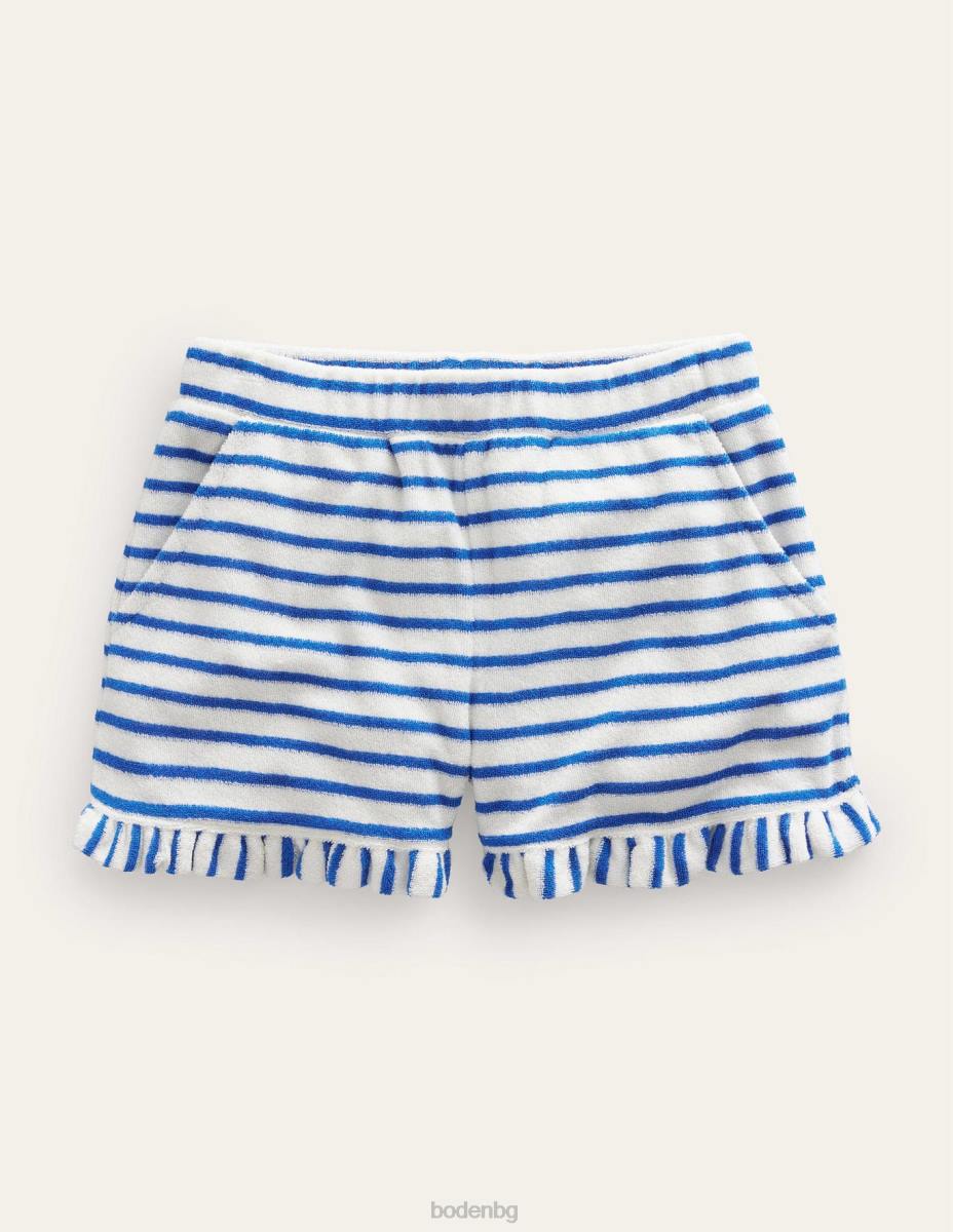 облекло Boden хавлиени шорти с волани кабана синьо/слонова кост момичета LL682994